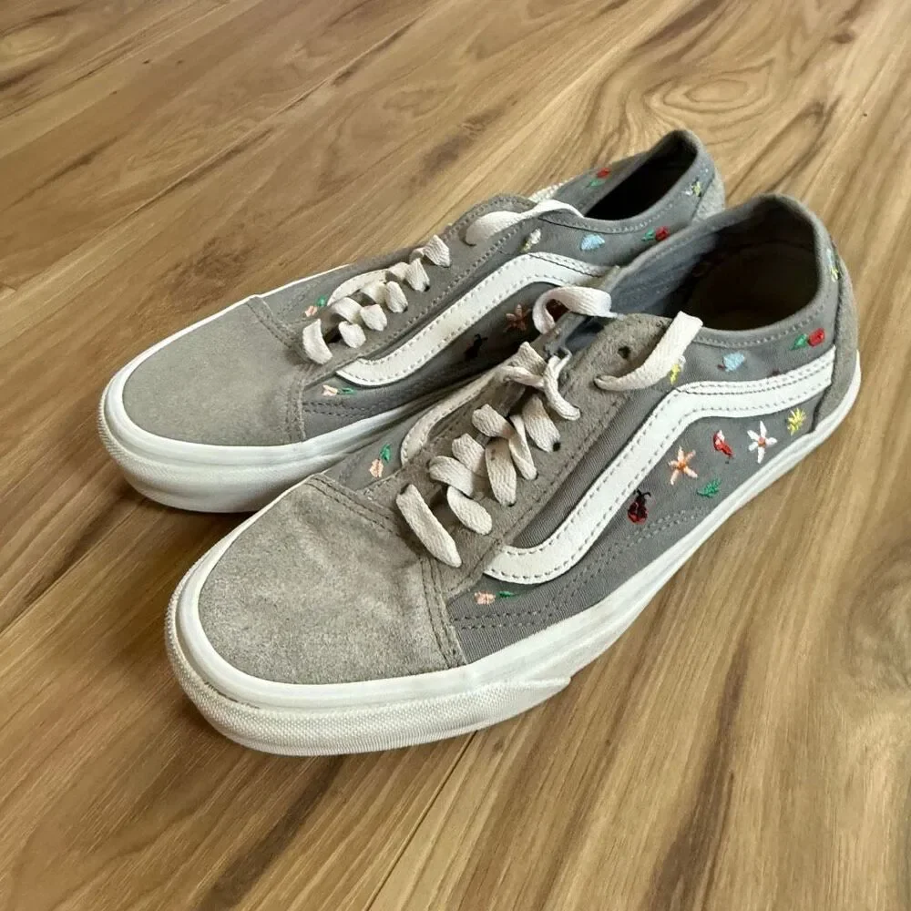 Vans Multicolor Old Skool Garden Party Embroidered Sneaker Shoes Size 8 - Picture 8 of 9